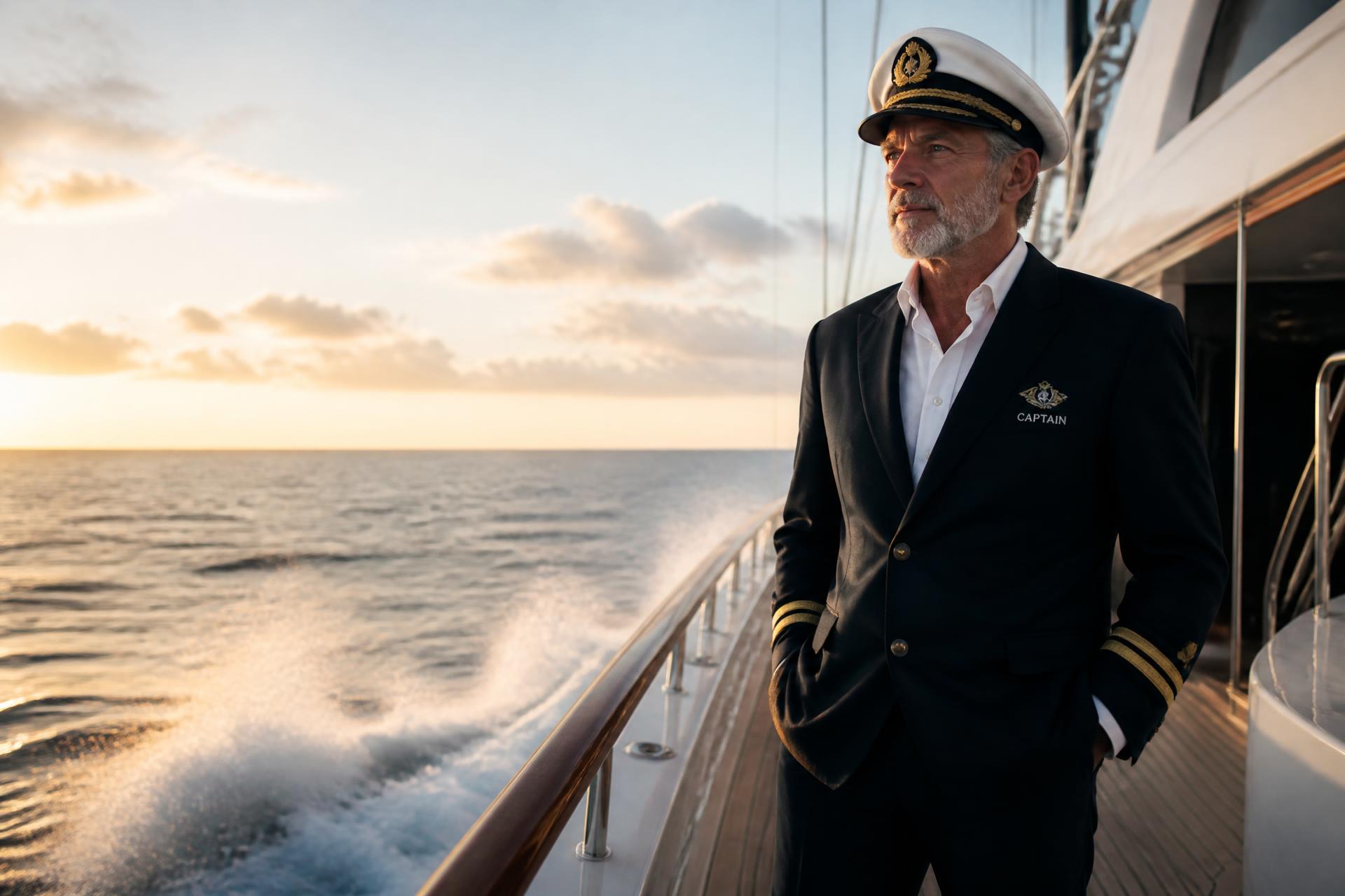 Fish-X charter captain at dawn on a luxury vessel